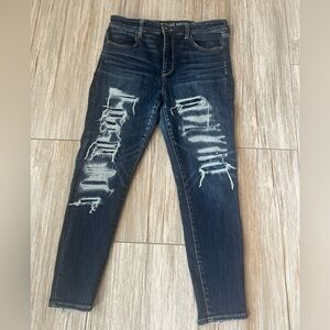 American Eagle Blue Skinny Distressed Jeans